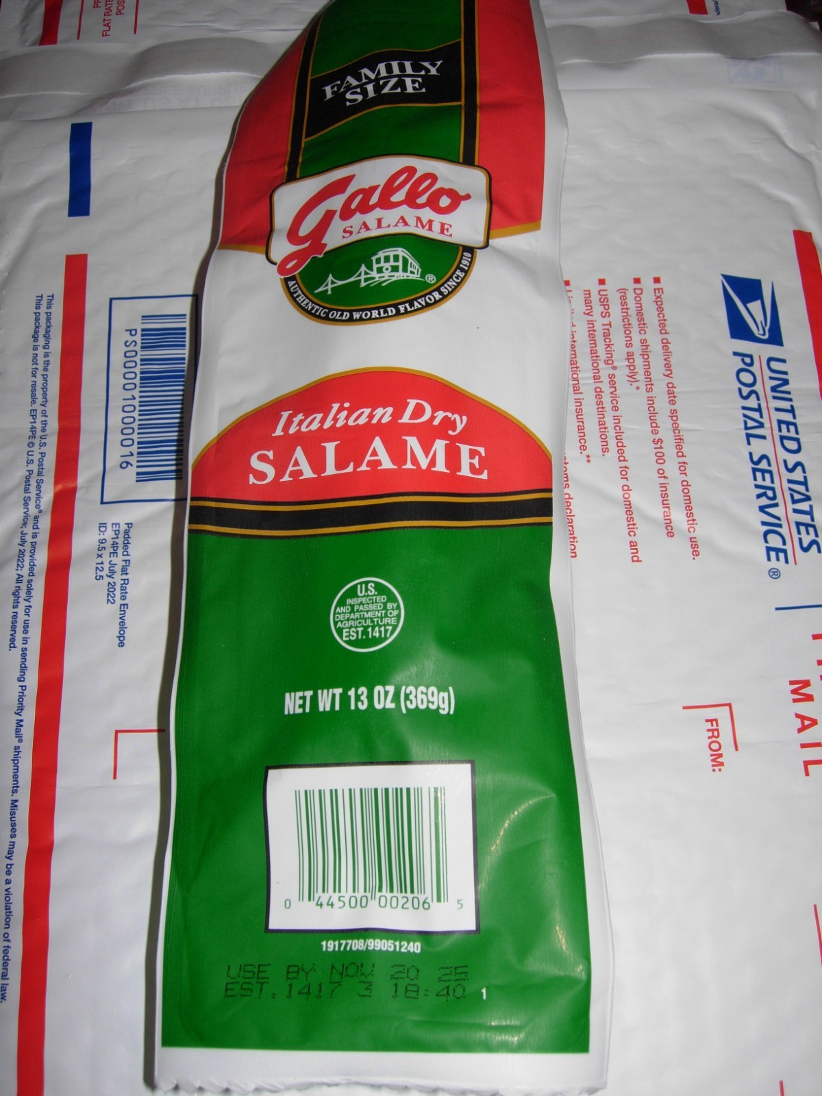 1 - PACK GALLO ITALIAN SALAMI DRY SALAME "Family Size" 13 Oz Each Fast & Fresh