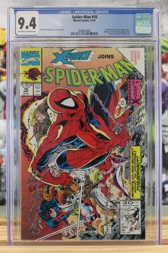 SPIDER-MAN #16 ~ 11/91 ~ CGC Grade 9.4 Off-White to White Pages ~ Sideways Issue