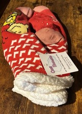 Peanuts Sherpa-Lined Non-Slip Slipper Socks Snoopy Charlie Brown Women CE2433