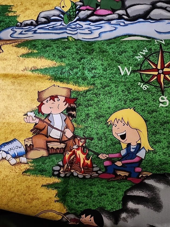 Exploration Camping Theme Cotton Fabric Quilt Scrapbook BY THE YARD Campfire - Image 4 of 4