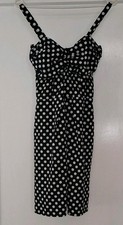 Damen Trägerkleid knielang schwarz/weiß gep...