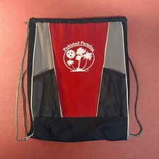 Pickleball Paradise Drawstring Bag Backpack lightweight Black Red 19  x15  