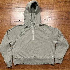 Vuori Restore Half Zip Crop Hoodie Sweater Womens XL Gray Classic Boxy Fit Gym