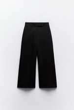 Zara Women High Waisted Wide Leg Culottes Black Size M NWT