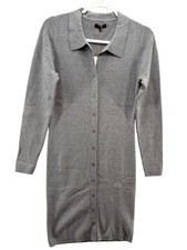 Quince Sweater Shirt Midi Dress Womens Large Gray Collared Button Front