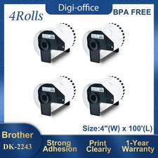 4Rolls 101mmx30.4m Continuous Tape DK-2243 for Brother QL-1060N Label Printer