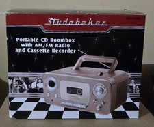 Studebaker SB2135RG Portable CD Boombox Radio Cassette Player Rose Gold Open Box