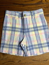 NWT Janie And Jack Flower Show Plaid Linen-Cotton True Blue Shorts Boys Size 5