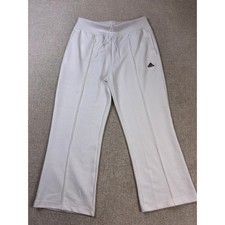 Adidas Womens White Pintuck Wide Leg Track Pants Size Medium
