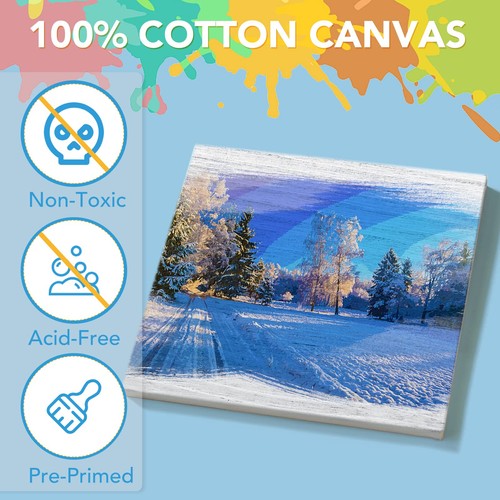 Mini Canvases for Painting, 5x5In Canvas in Bulk 18Pack, 2/5In Profile Small ... - Foto 3 di 7