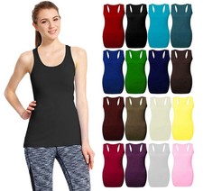 Image of Ladies Racer Back Muscle Vest top Womens Bodycon Muscle Vest Top Gym Top 8-26