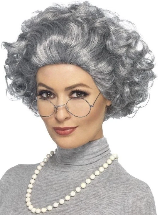 Granny Gray Curly Costume Wigs & Facial Hair for sale | eBay
