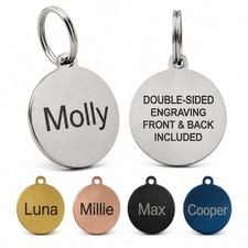 Personalised Laser Engraved Stainless Steel Dog and Cat ID Tags