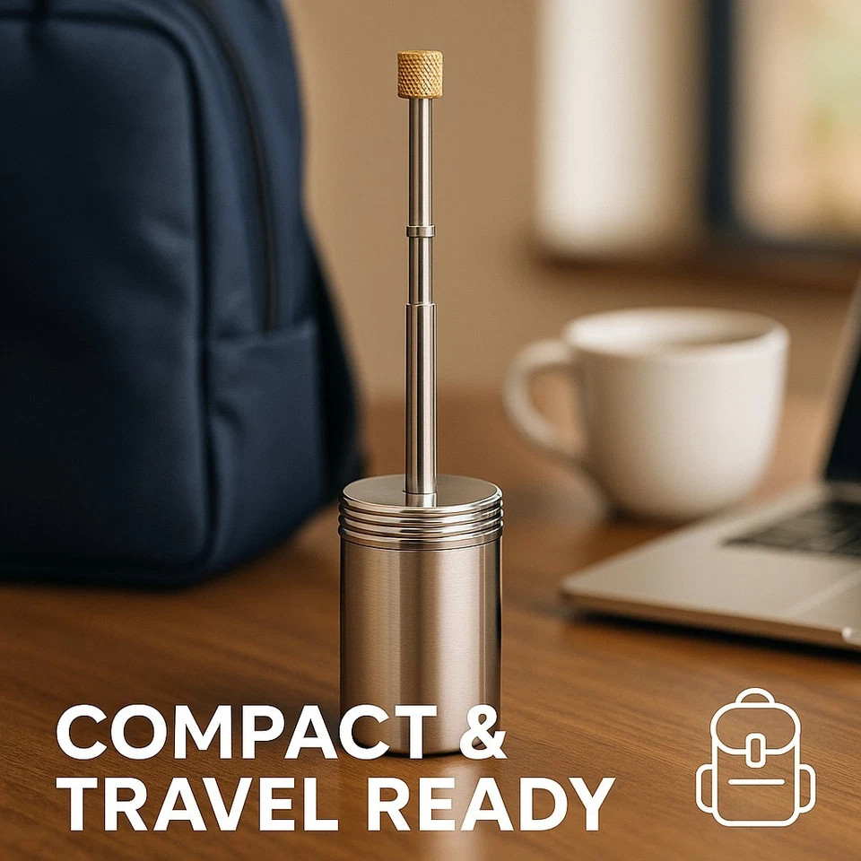 Prensa francesa compacta de acero inoxidable - cafetera/tetera portátil de viaje Foto 2 de 4