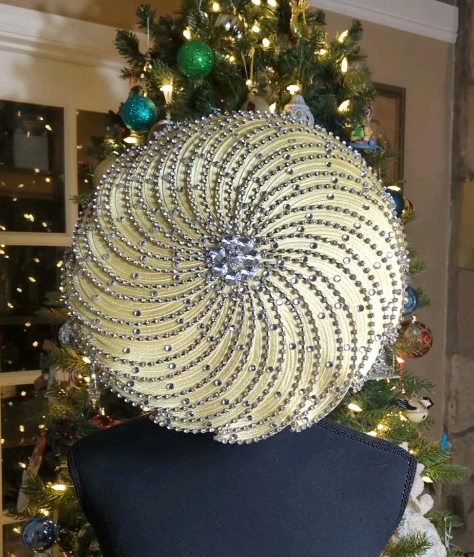 Donna Vinci Couture Black & Pink Ribbon Mushroom Hat w/Rhinestones & Feather donna vinci hats products for sale | eBay main image 3