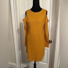 Women's size small Kristin Nicole Yellow Cold Shoulder Knit Dress, casual, work