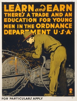  Learn and Earn - Ordnance Dept USA Poster - 16x24  - Early 20th Century