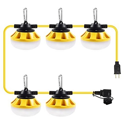 50FT Construction String Lights LED Industrial Grade Best 50FT 2 Prong (Yellow)