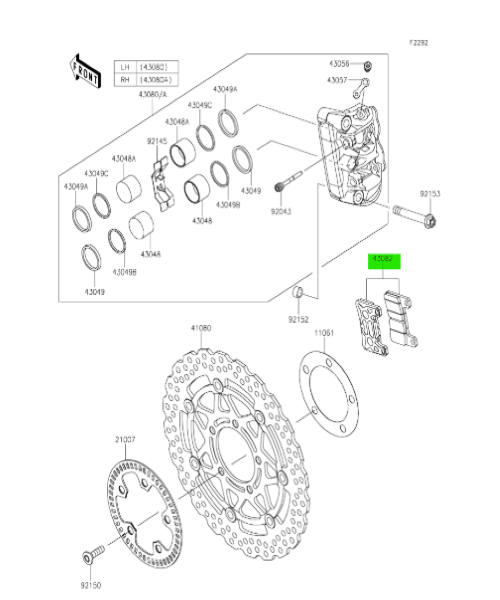 KAWASAKI NINJA 1000 ZX1000 Pad Assembly Brake 43082-0144 KAWASAKI NINJA 1000 ZX1000 Pad Assembly Brake 43082-0144