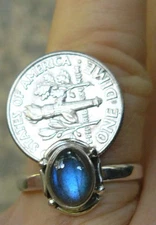 LABRADORITE STERLING SILVER RING Natural Glowing Gemstone Lovely designs