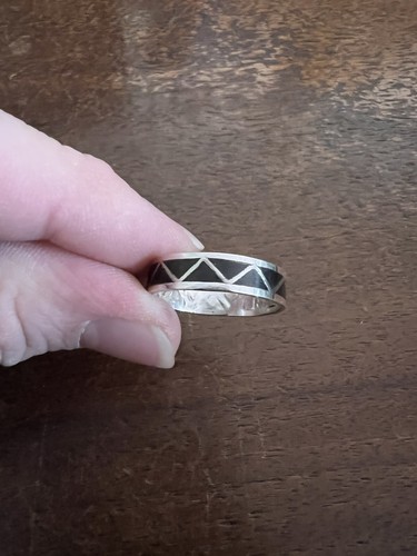 Navajo Black Onyx Band Ring Zuni Size 6 Native American Nice Sterling Silver