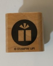 Gift Box Birthday Present Rubber Stamp Wood Mount 1 x 1" Stampin Up Party Hearty