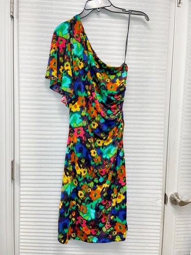Calvin Klein Womens One-Shoulder Floral Lined Dress Vibrant Pattern Size 6 - Picture 6 of 13