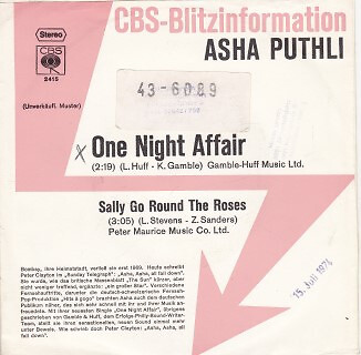 7'', Single, Promo Asha Puthli - One Night Affair