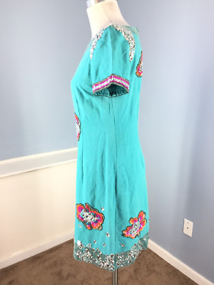 French Connection S 6 8 Lyndsey Linen Turquoise Sequin Floral dress Cocktail Wow | eBay French Connection S 6 8 Lyndsey Linen Turquoise Sequin Floral dress Cocktail Wow | eBay