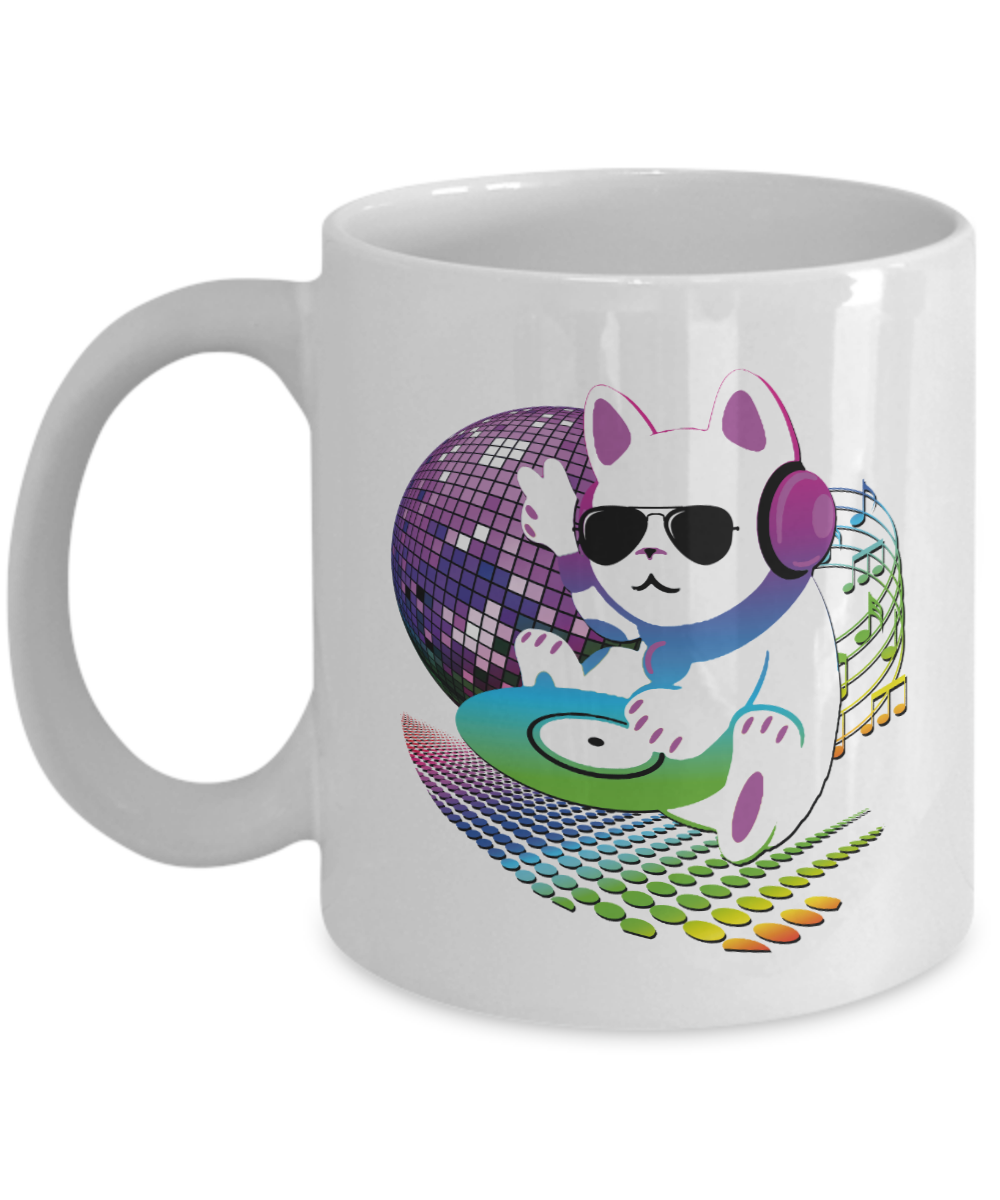 Cute Retro CAT DJ Coffee & Tea Mug