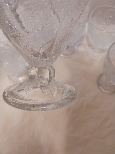 NEW VTG 90s Crate & Barrel 6 Pc Set Fruit Embossed Thick Glass Goblets Türkiye - Picture 6 of 18