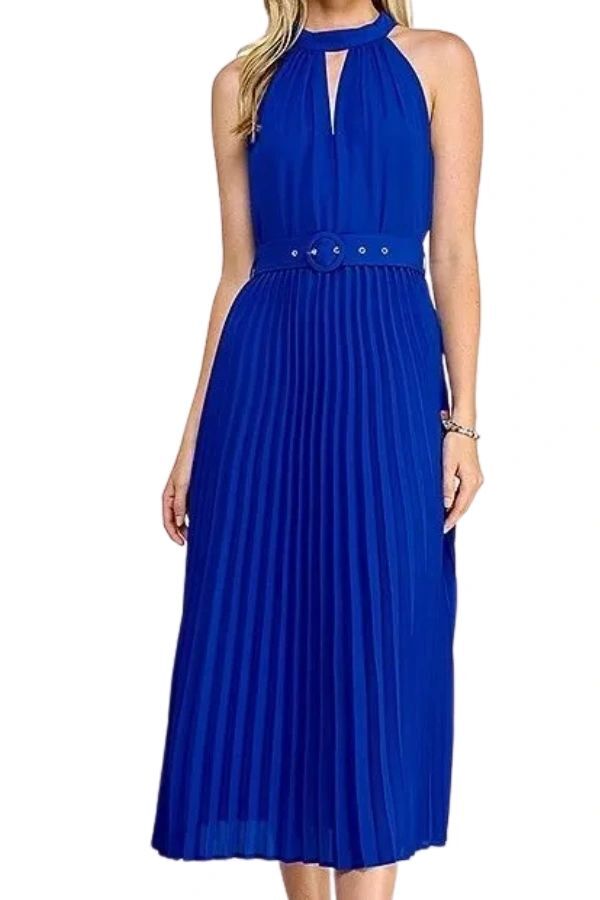 Cobalt Blue Pleated Halter Twist Neck | eBay