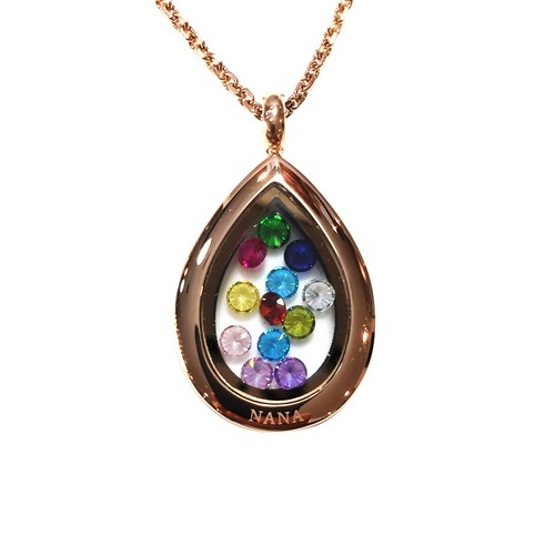 NANA Simulated Birthstone Stainless Steel Mothers Locket Pendant NEW with chain - Bild 9 von 9