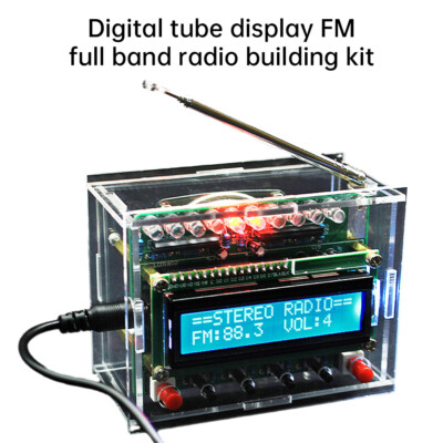 87-108MHz Digital FM Radio Kit LCD Display Soldering Practice DIY Radio Kit+Case