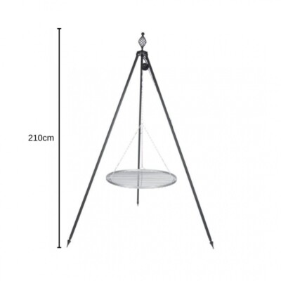 Schwenkgrill OSKAR Edelstahlrost Höhe 210 cm Ø80 cm Dreibeingrill Feuerstelle