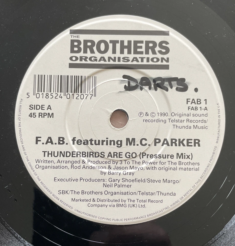 THUNDERBIRDS ARE GO! - F.A.B. featuring M.C.Parker 7” VINYL RECORD EX Con - Image 3 of 4