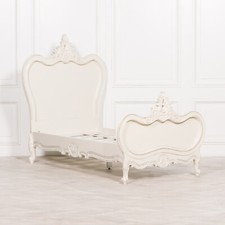SECONDS French Style Chateau 3ft Single Size Hand Carved Off White Painted Bed