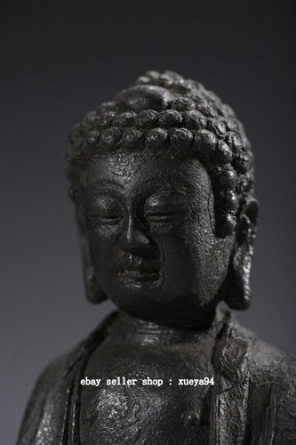 Old Tibet Buddhism Purple Bronze Shakyamuni Sakyamuni Amitabha Buddha Statue - Picture 2 of 9