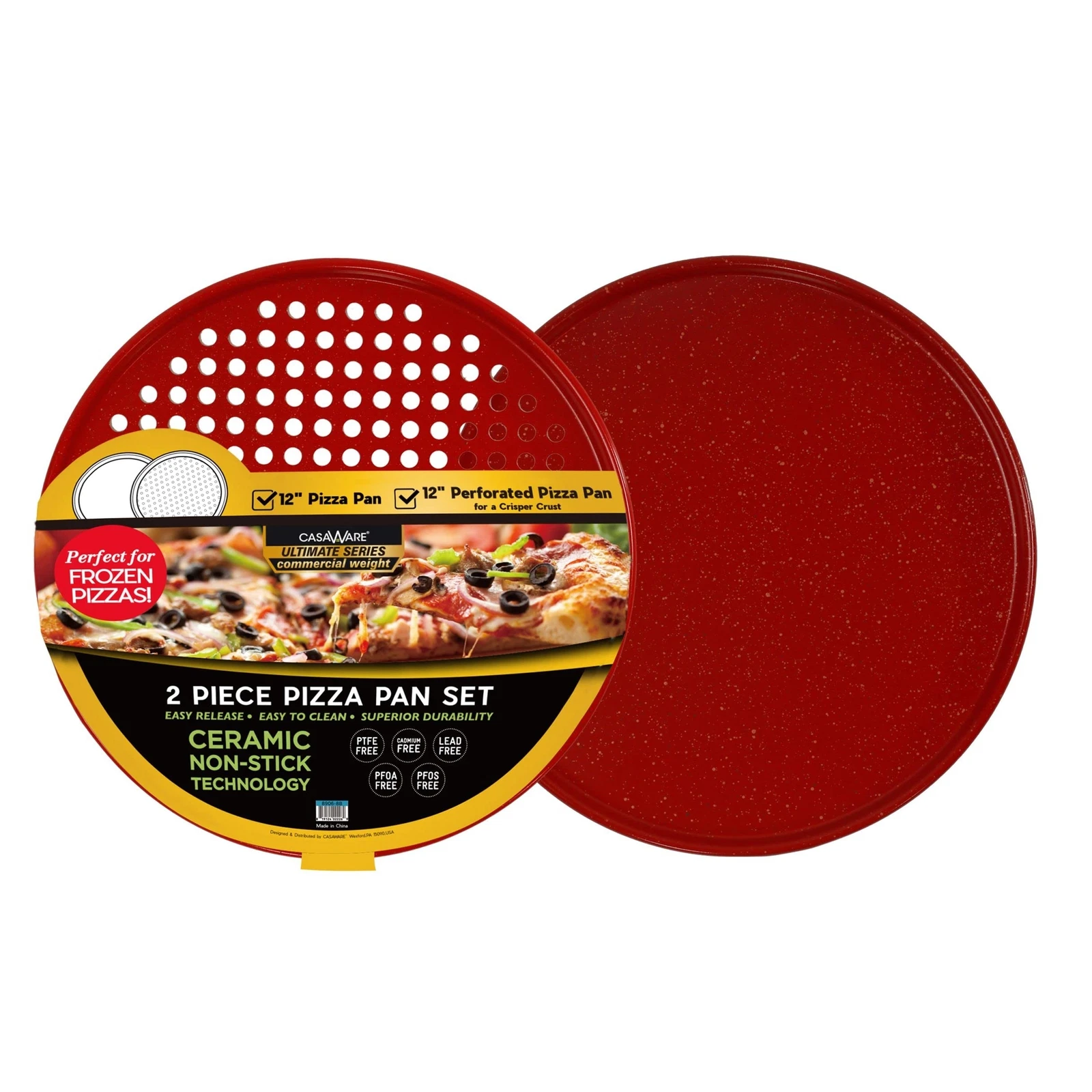 2pc Ultimate Pizza Pan Set 1 Ceramic Coated NonStick 12-inch Pizza Pan 1 12-i...