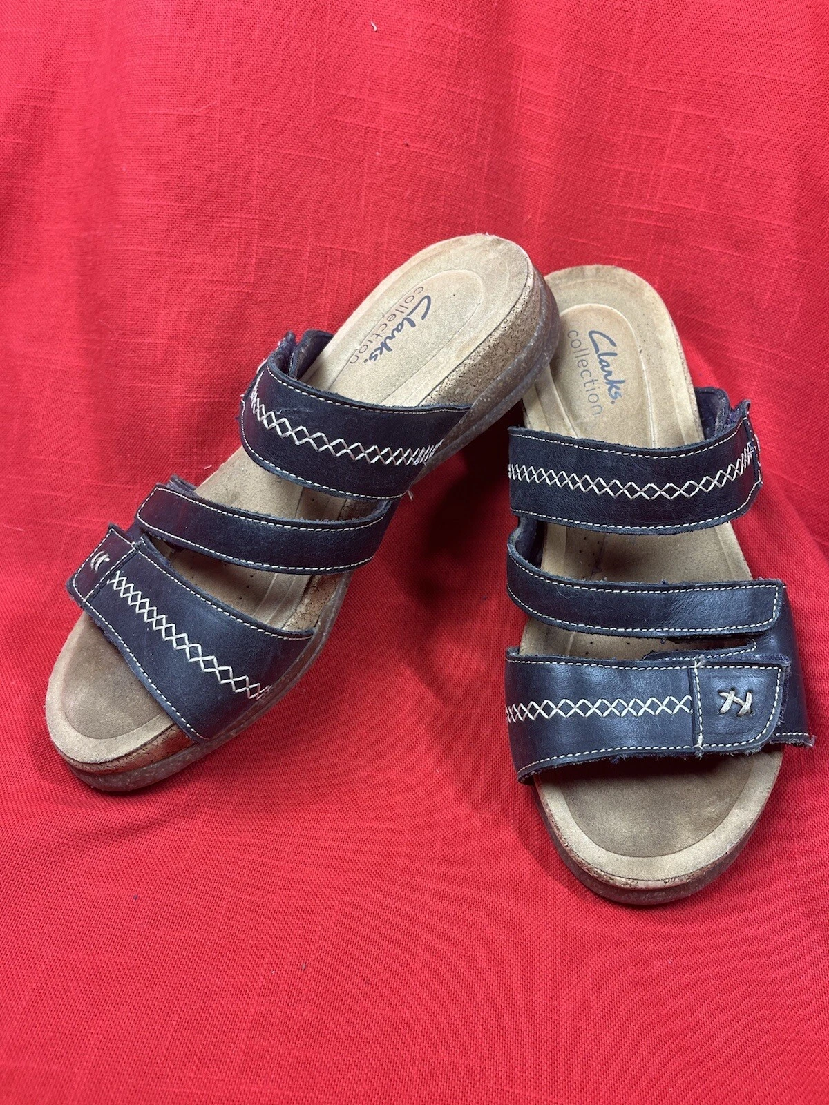 Sandali donna Clarks taglia 7 5 Roseville Bay neri in pelle ottimo cd