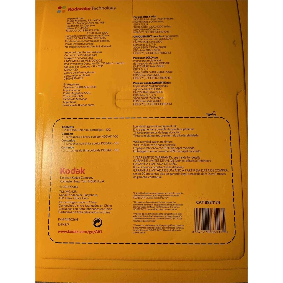 Tinta Kodak Color Original Paquete Doble 10C NUEVA 2x420 Tecnología Kodacolor Foto 2 de 2