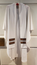 PRIEST CLERGY OFFICIANT VESTMENT CHASUBLE  STOLE WHITE CUSTOM-MADE SMALL/MEDIUM