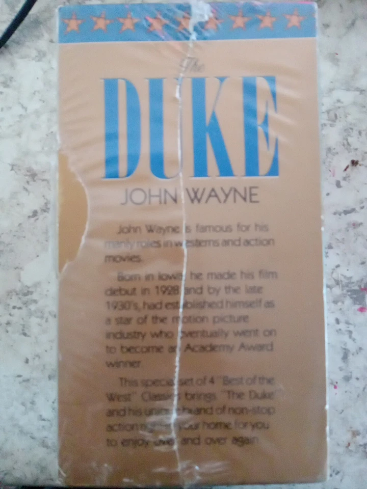 John Wayne The Duke 4 Tape VHS Set Factory Sealed (small slit on Side see photo) - Image 2 of 4