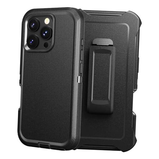 Durable Shockproof Case for iPhone 16 Pro Max 6.9 Inch Black with Belt Clip