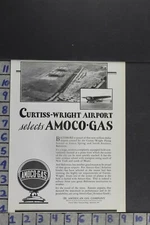 1930 AVIATION AIRCRAFT PLANE PILOT CURTISS WRIGHT AIRPORT AMOCO GAS AD ZN097