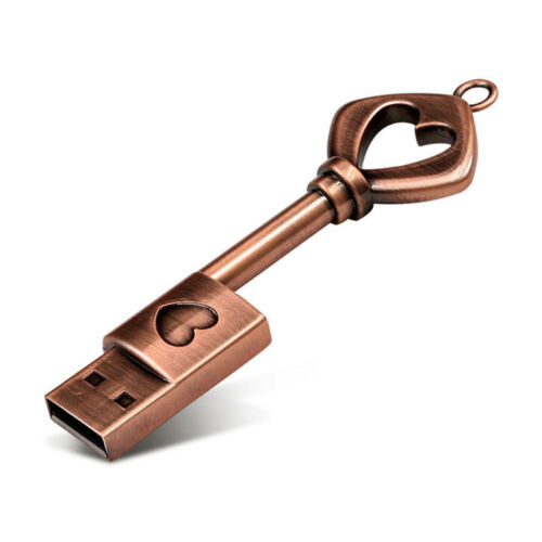 Metal Love Heart Key Pen U Disk USB 2.0 Flash Drive 2GB -512GB Memory PenDrive - Picture 1 of 9