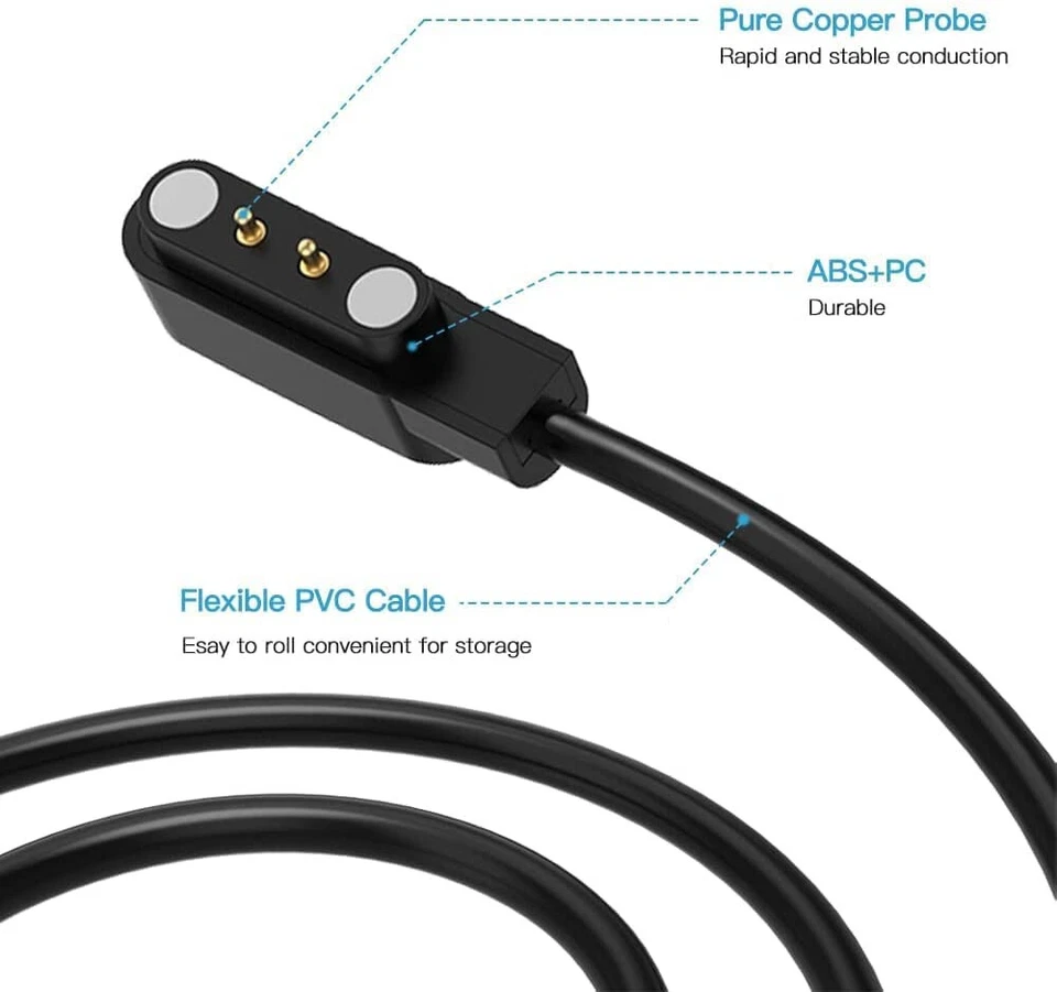 2-Pin Universal USB Data Charging Cable Magnetic Charger For Smart Watch 2.84mm - Image 2 of 4