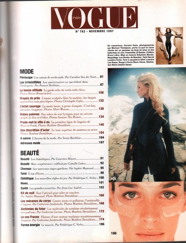 Vogue Paris Fashion November 1997 Carmen Kass Michael Thompson 100220ame2 - Picture 2 of 2