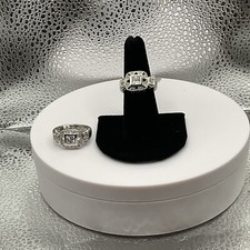 Sterling Silver And Cubic Zirconia Squared Engagement Ring In Size 7