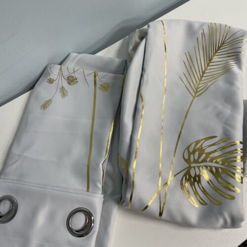 Grey gold 52x108 Long Window Curtain Panels Room Darkening Curtains Set of 2 NEW - Picture 2 of 12